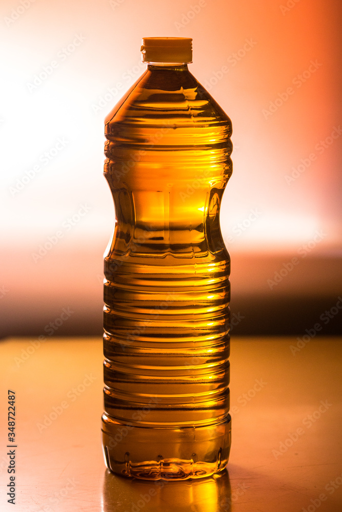 Bottles of sunflower seed oil Bottles of sunflower seed oil