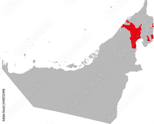 Sharjah state highlighted on United Arab Emirates map. Business concepts and backgrounds.
