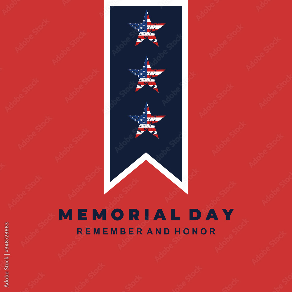 Memorial Day - Remember and honor with USA flag, Vector illustration. Memorial Day - Remember and honor with USA flag, Vector illustration.