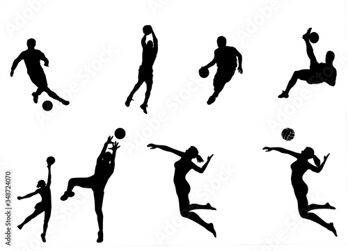 vector illustration of sportsmen silhouettes on a white background