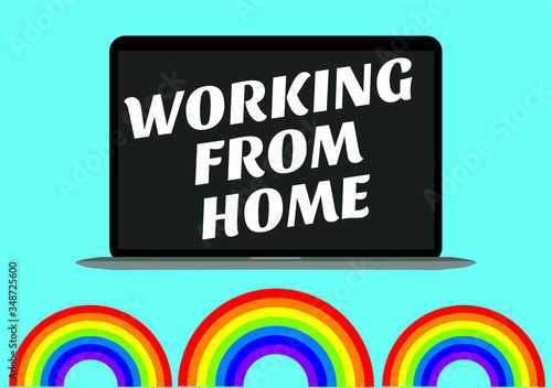 Working from home laptop rainbow coronavirus pandemic 2020