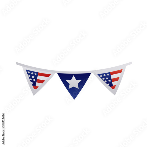garlands with usa flag degraded style