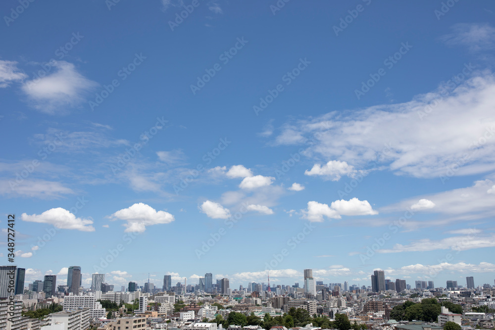 青空の東京の都市風景