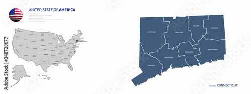 conneticut map. vector map ...