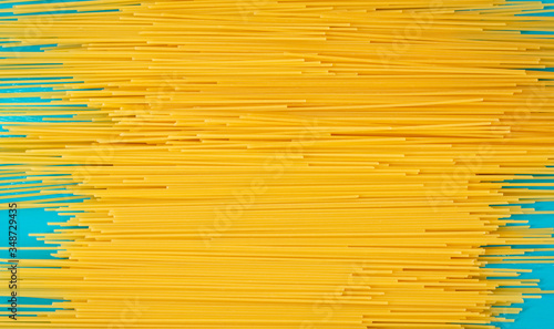 Raw spaghetti in horizontal format