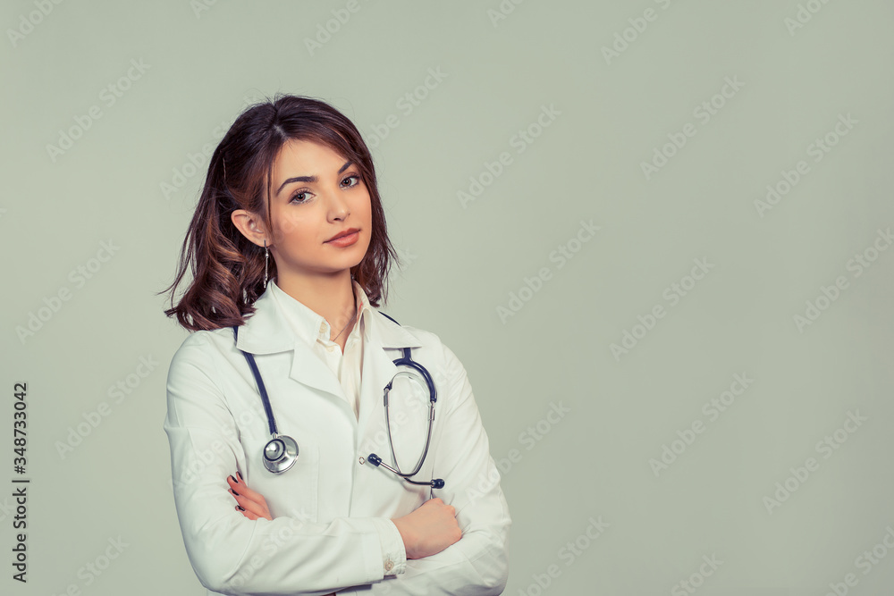 Serious doctor on light green Serious doctor on light green