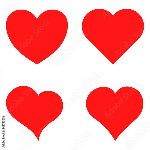 Vector set of red hearts.