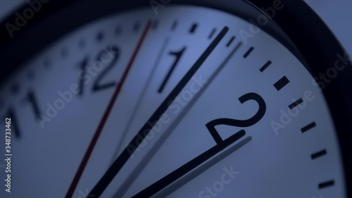 Close-up of clock hands moving slowly at night