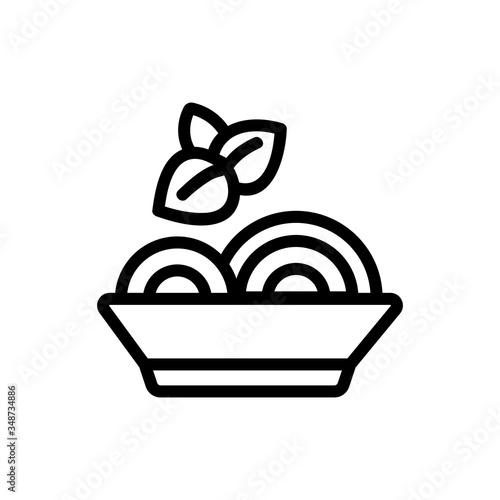 oregano seasoning in bowl with food icon vector. oregano seasoning in bowl with food sign. isolated contour symbol illustration