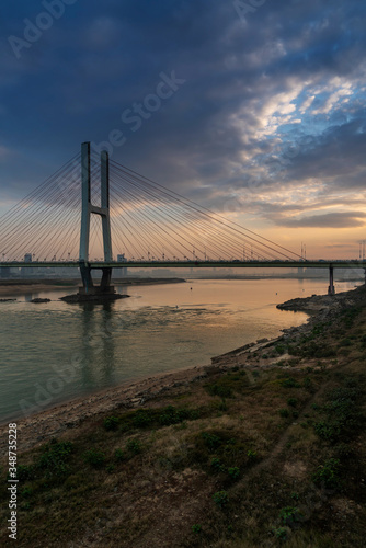 Cable stayed bridge at sunset © gjp311