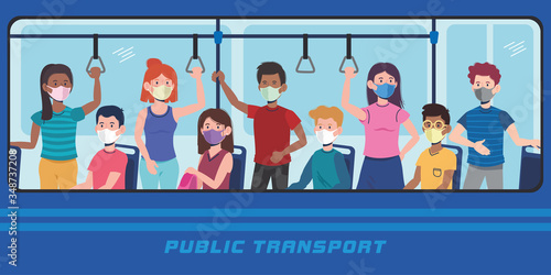 people with mask in the bus transport