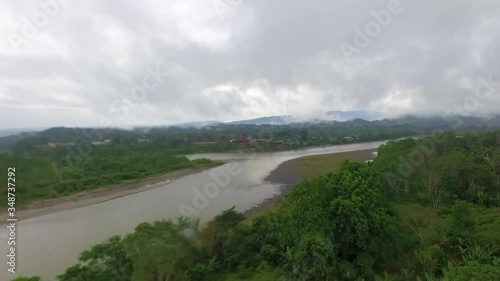 Wallpaper Mural Aerial view fly over of a river and exotic jungle forest beautiful landscape Ecuador - Drone tracking shot
 Torontodigital.ca