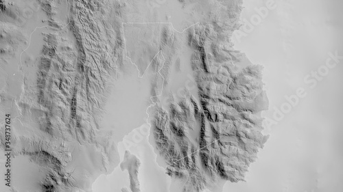 Compostela Valley, Philippines - outlined. Grayscale photo