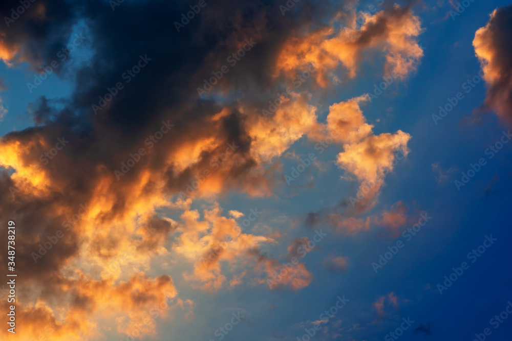 Fiery orange sunset sky. Beautiful sky Fiery orange sunset sky. Beautiful sky
