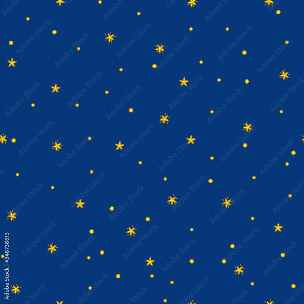 Starry night seamless pattern. Vector illustration in cute cartoon style Starry night seamless pattern. Vector illustration in cute cartoon style