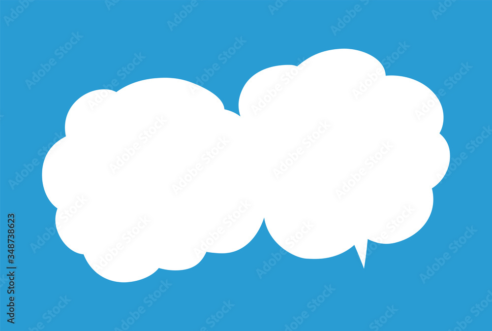 Cute cartoon cloud speech bubble connected sideways Cute cartoon cloud speech bubble connected sideways