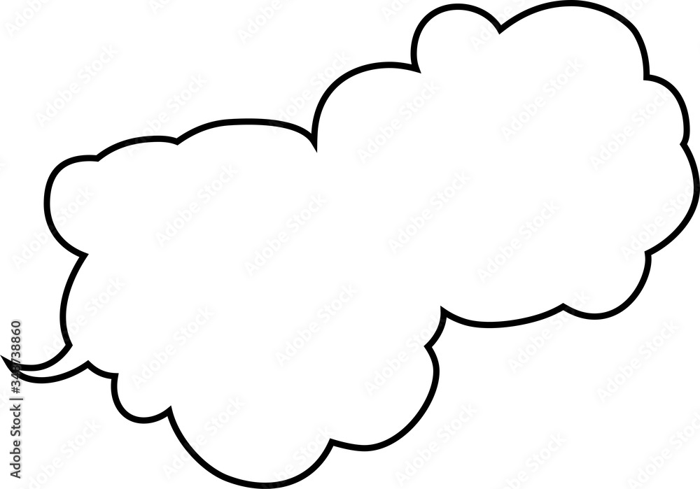 Cute cartoon cloud speech bubble connected sideways outline