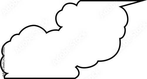 Cute cartoon cloud speech bubble connected sideways outline