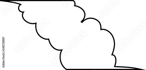 Cute cartoon cloud speech bubble connected sideways outline
