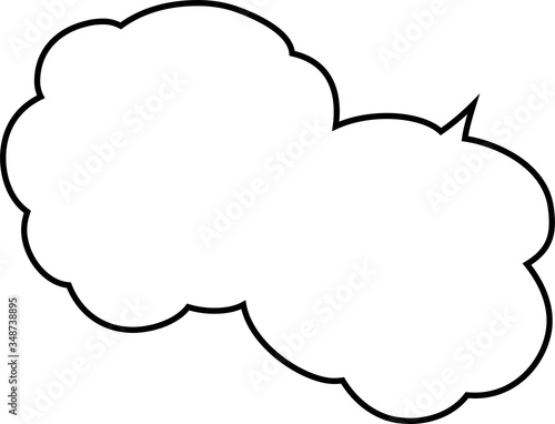 Cute cartoon cloud speech bubble connected sideways outline
