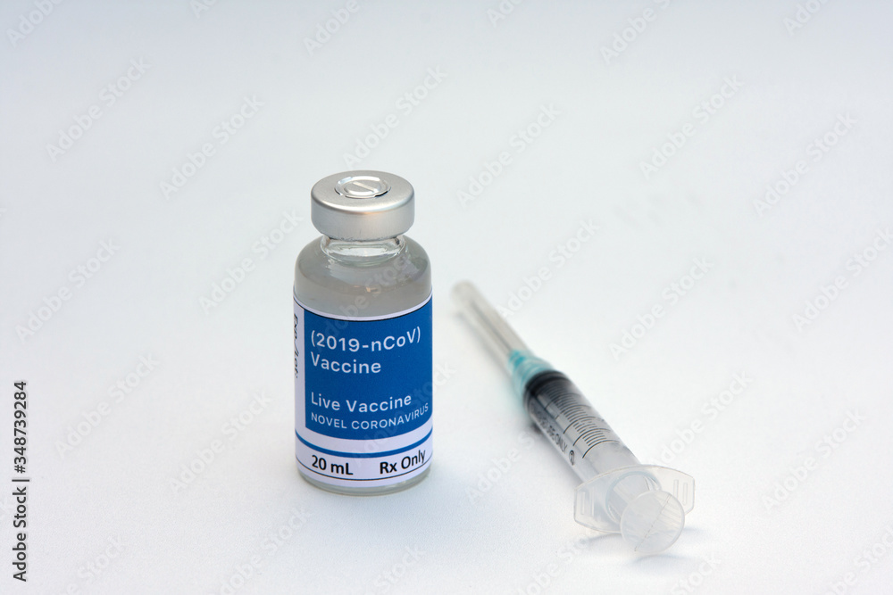 Concept of vaccine for coronavirus and syringe injection on a white background. Concept of vaccine for coronavirus and syringe injection on a white background.