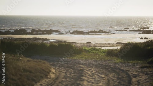 Wallpaper Mural Morning Sunrise Over The Calm Blue Ocean During Summer With Unpaved Road That Leads Down To The Beach. - wide shot Torontodigital.ca