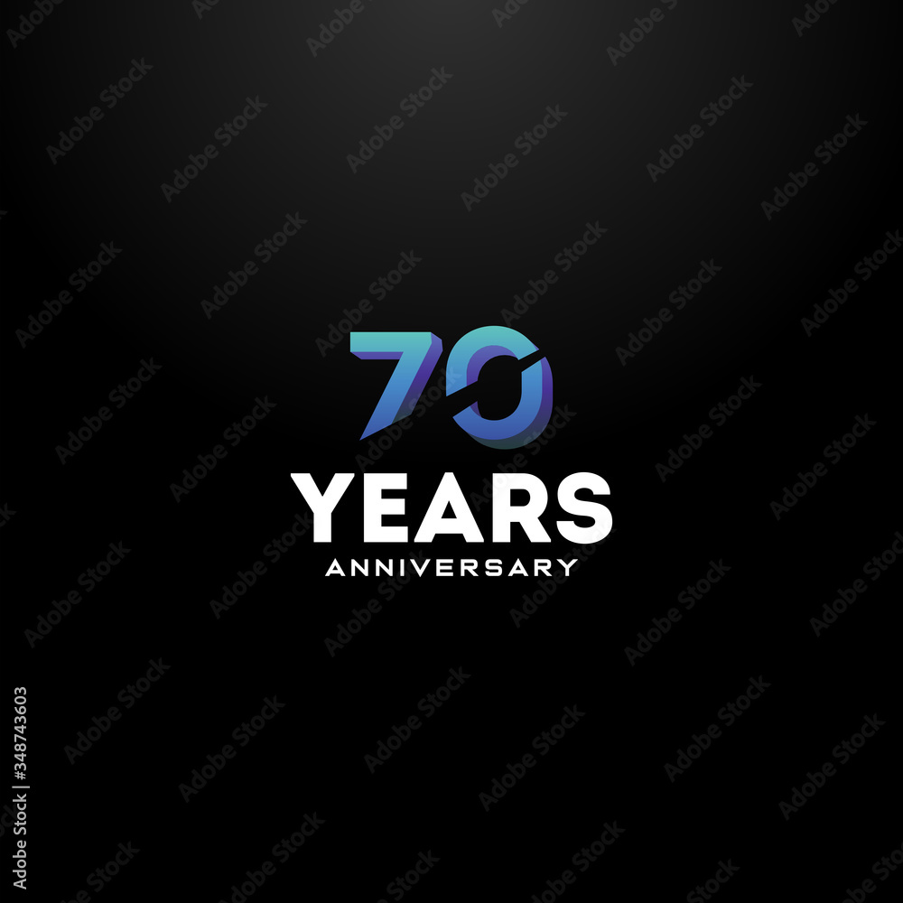 70 Years Anniversary Gradient Number Vector Design 70 Years Anniversary Gradient Number Vector Design