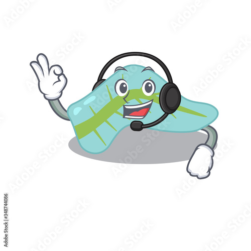 A stunning pancreas mascot character concept wearing headphone