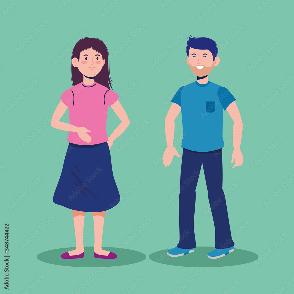 happy man and girl talking with casual clothes happy man and girl talking with casual clothes