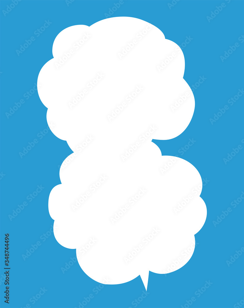 Vertically connected cute cartoon cloud speech bubbles