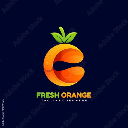 Vector Logo Illustration Fresh Orange Gradient Colorful Style