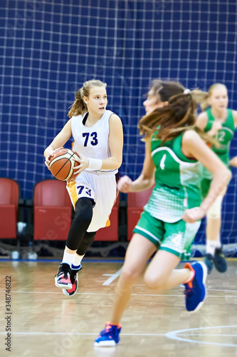 Girl play basketball