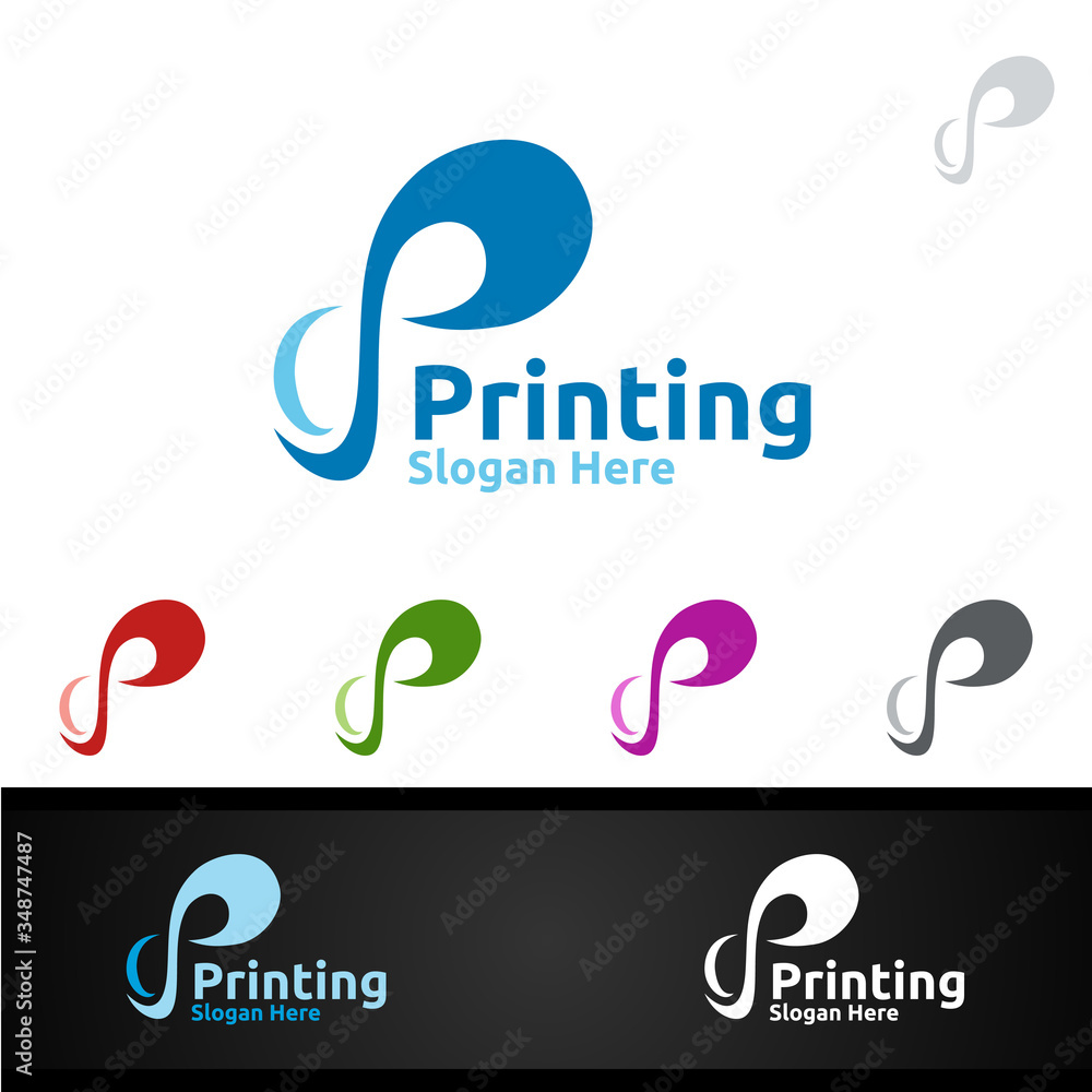 Obraz premium Infinity P Printing Company Vector Logo Design for Media, Retail, Advertising, Newspaper or Book Concept