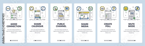 Internet connection website and mobile app onboarding screens vector template