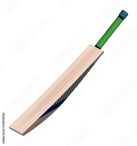 cricket bat in realistic style on a white background. Summer team sports. Vector on a white background