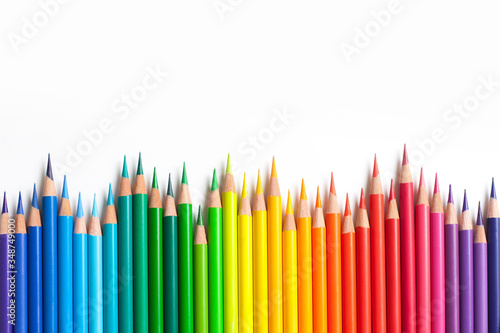 Color pencils isolated on white background.Close up.