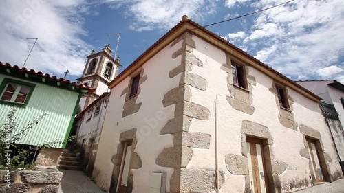 Wide shot of Tradicional Ucanha house facade in Portugal photo