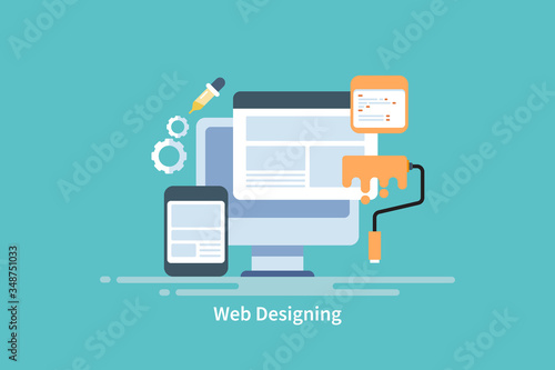 Creative and new ideas for responsive website design, branding, seo optimization and coding, programming concept. Web banner template.