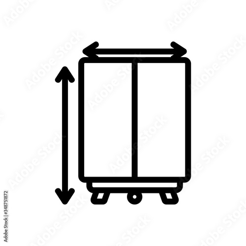 measurement of latitude and length of wooden cabinet icon vector. measurement of latitude and length of wooden cabinet sign. isolated contour symbol illustration