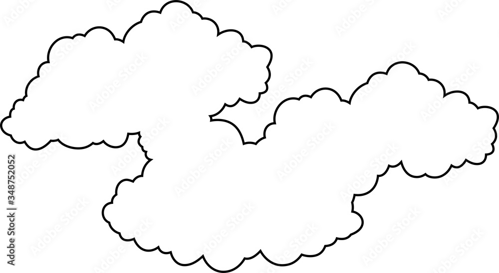 Japanese clouds connected to each other outline Japanese clouds connected to each other outline