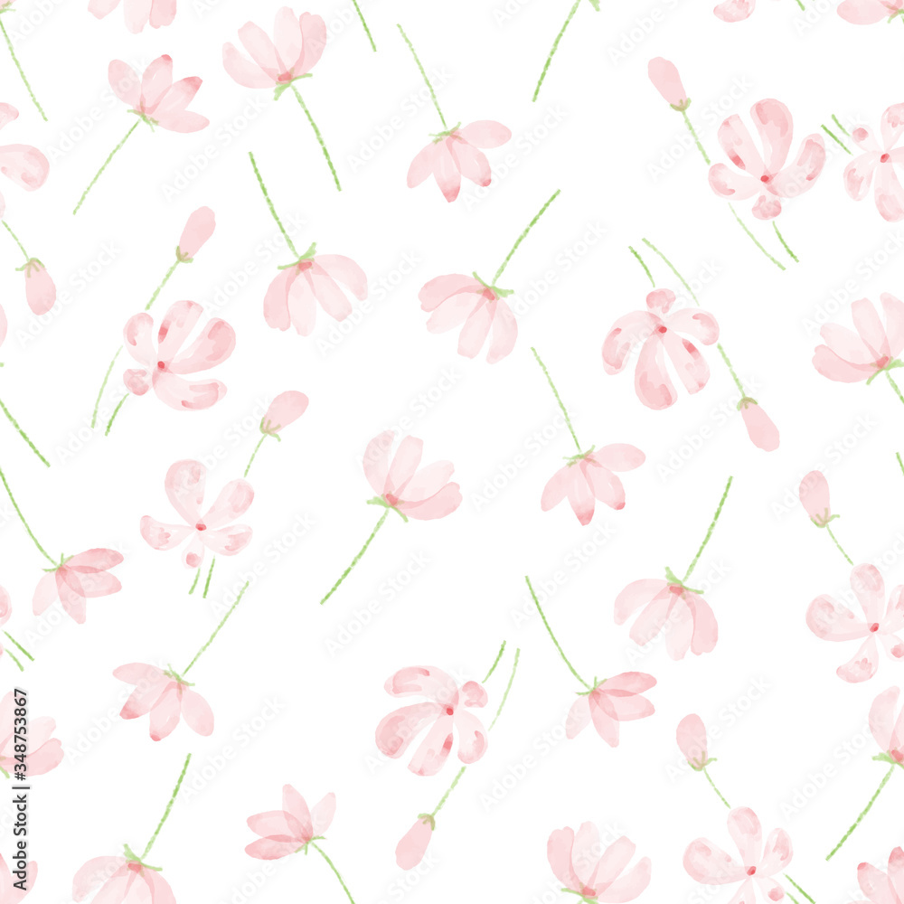 beautiful watercolor pink cosmos seamless pattern beautiful watercolor pink cosmos seamless pattern