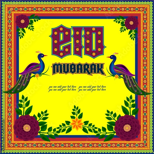 Eid Mubarak greeting Vector Template Design Illustration Happy Eid greeting  Vector Illustration famous Pakistani Truck Art  Eid wishes