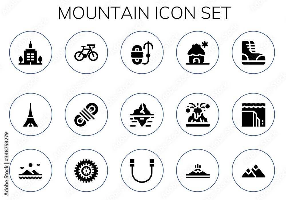 Modern Simple Set of mountain Vector filled Icons