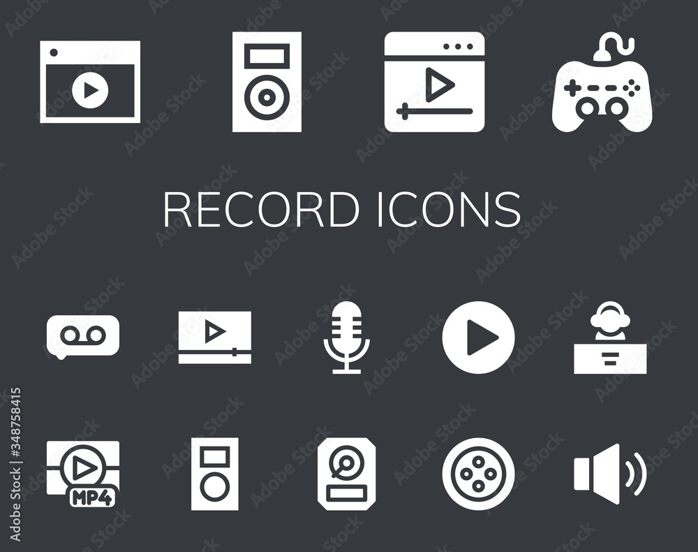 Modern Simple Set of record Vector filled Icons Modern Simple Set of record Vector filled Icons