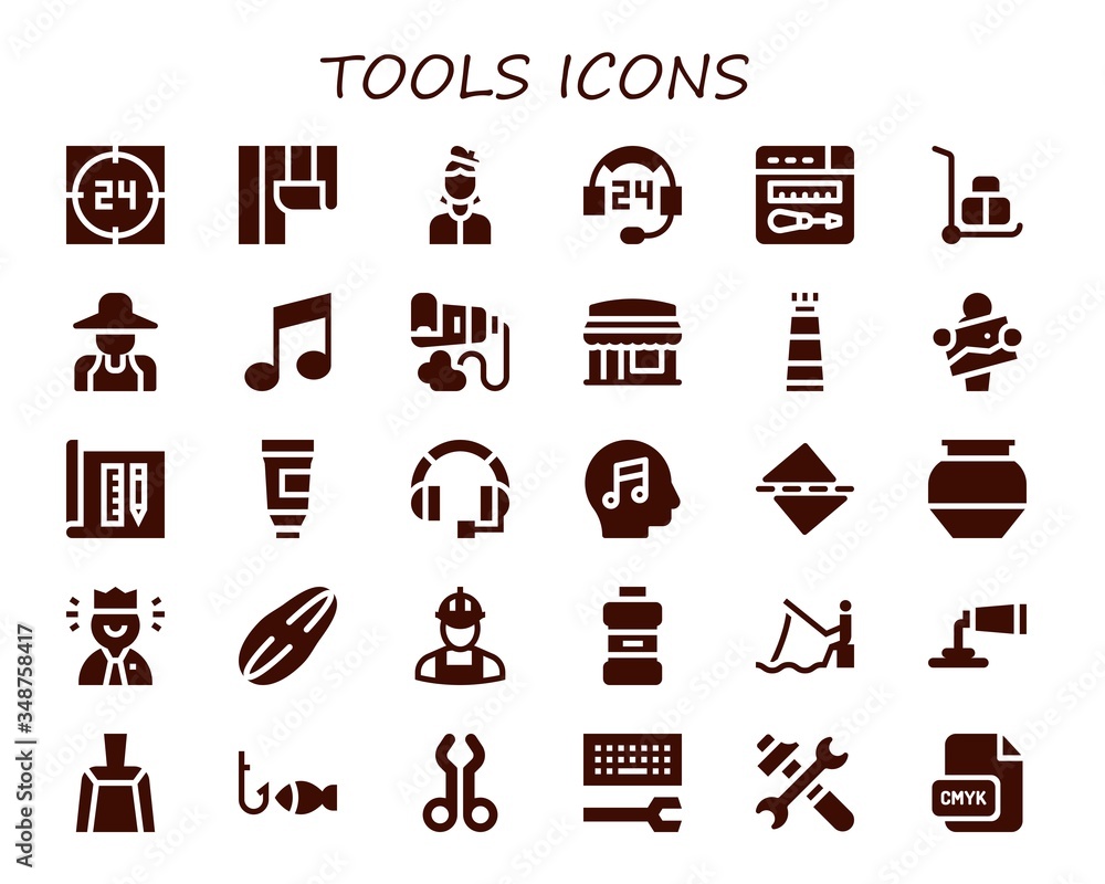 Modern Simple Set of tools Vector filled Icons