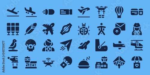 Modern Simple Set of flight Vector filled Icons