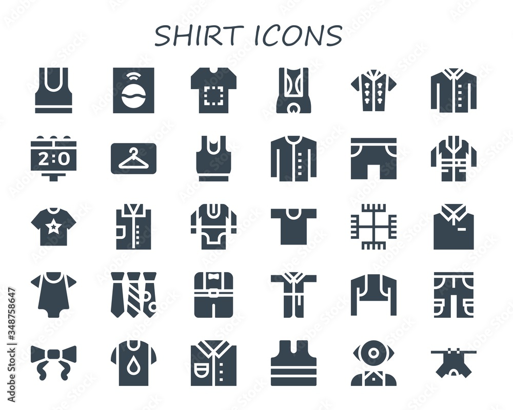 Modern Simple Set of shirt Vector filled Icons
