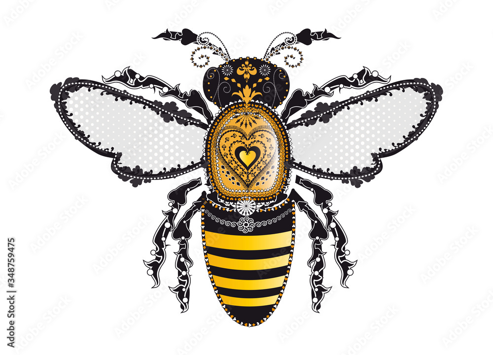 Biene im Standflug an Blüte Klappkarte de luxe fleißiges Bienchen 