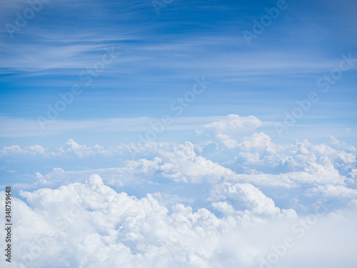 Fototapeta Naklejka Na Ścianę i Meble -  View of blue sky background with white cloud on high level