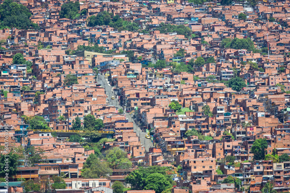 Medellín, Antioquia / Colombia. February 25, 2018. Poor neighborhood of Medellin